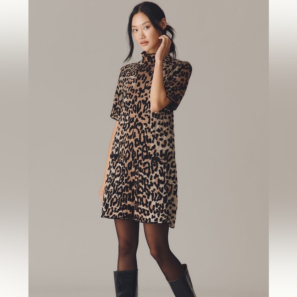 NWT Anthropologie Maeve Annalise Mock Neck Chenille Mini Dress, Size XS